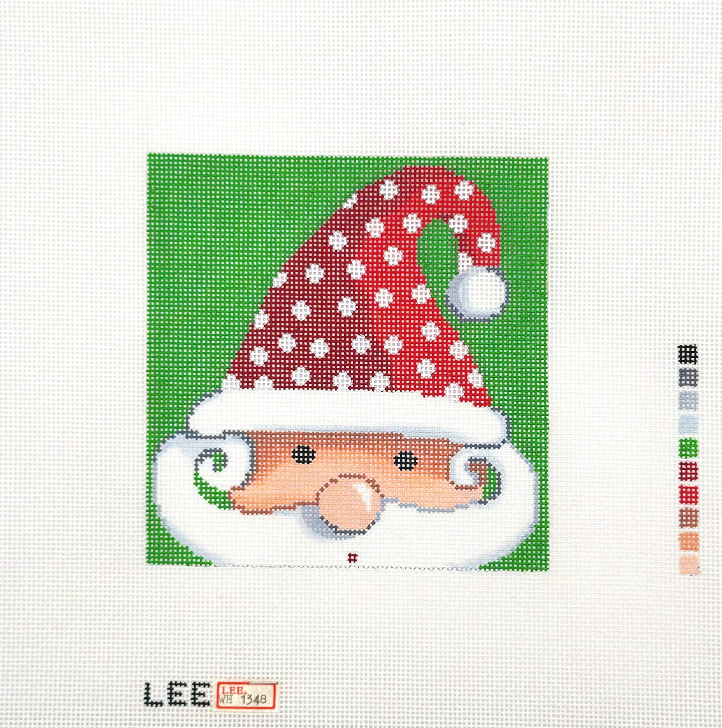 Lee's Needle Arts for Colonial Needle Company Santa with Polka Dot Hat Hand Painted Needlepoint Canvas