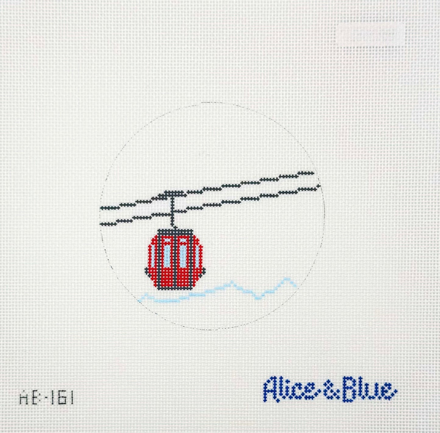 Alice & Blue Gondola Round Hand Painted Needlepoint Canvas
