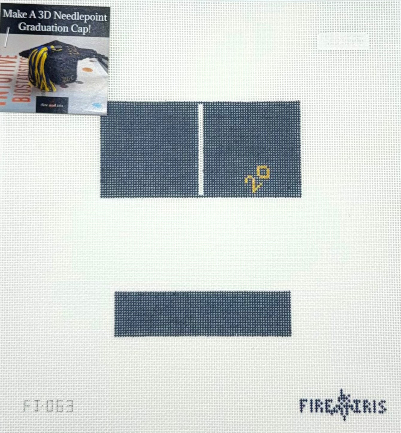 Fire and Iris 3D Graduation Cap Hand Painted Needlepoint Canvas