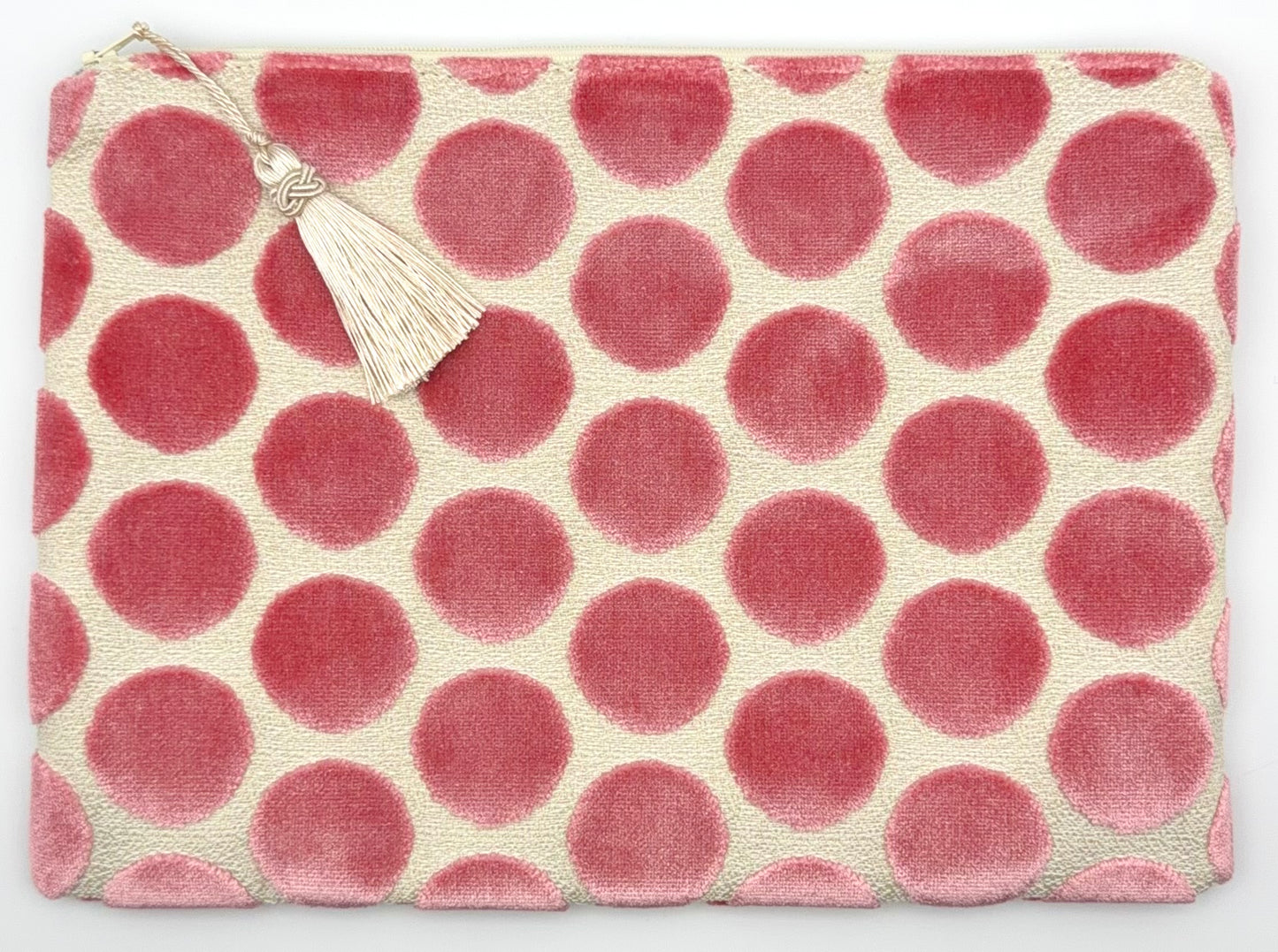 Colors of Praise Velvet Pink and Cream Dot Anna Clutch