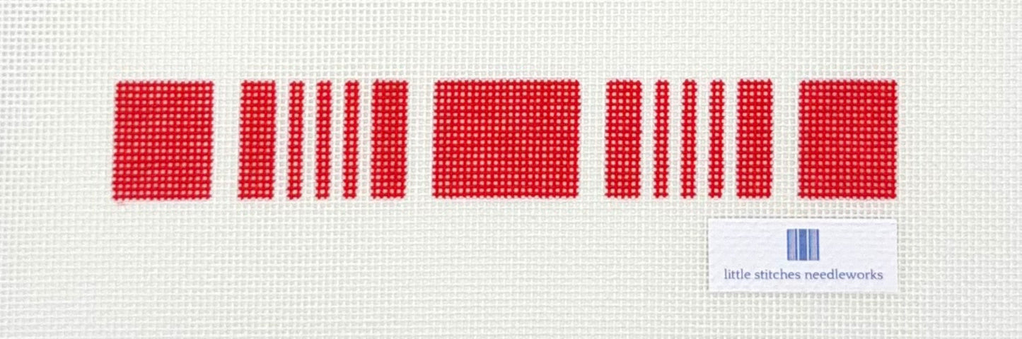 Little Stitches Needleworks Ticking Key Fob ~ Strawberry