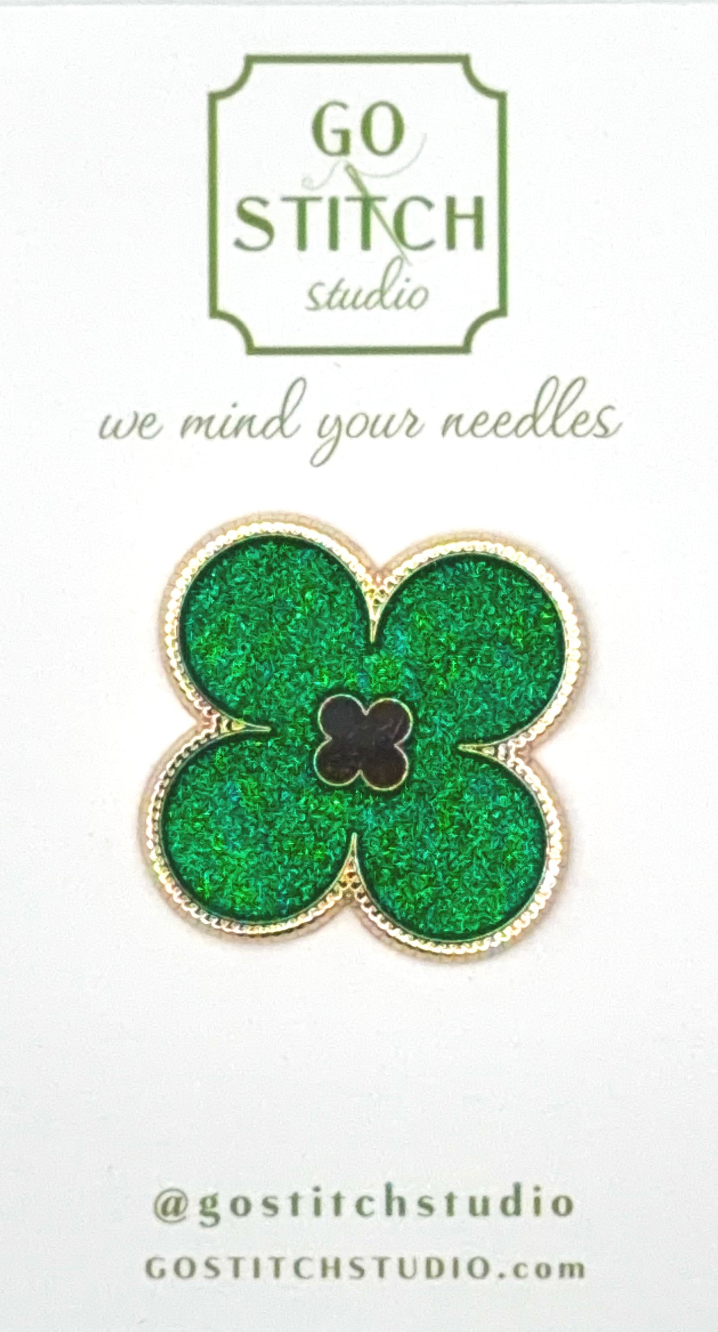 Go Stitch Studio Green Clover Needle Minder