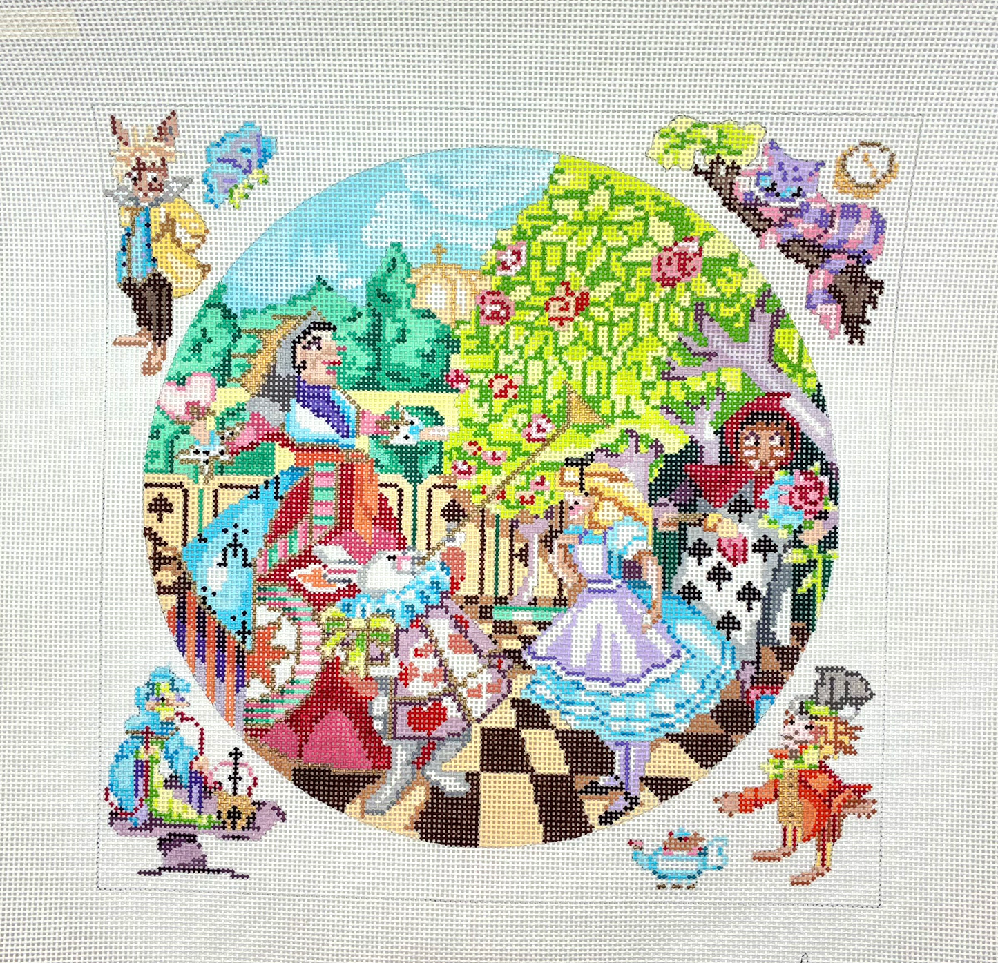 Edie and Ginger for CBK Alice In Wonderland Hand Painted Needlepoint Canvas