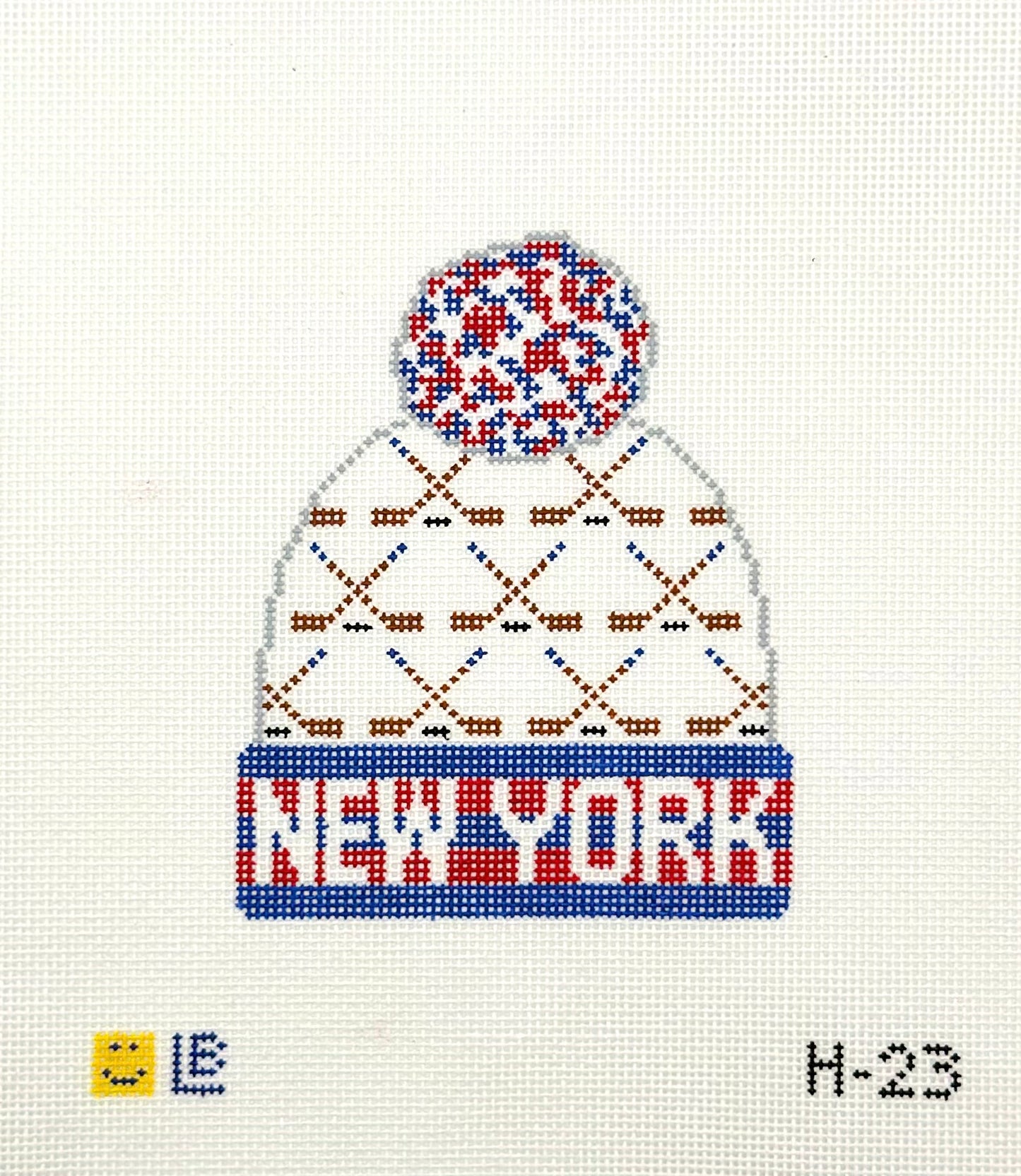Lauren Bloch Rangers Winter Hat Hand Painted Needlepoint Canvas