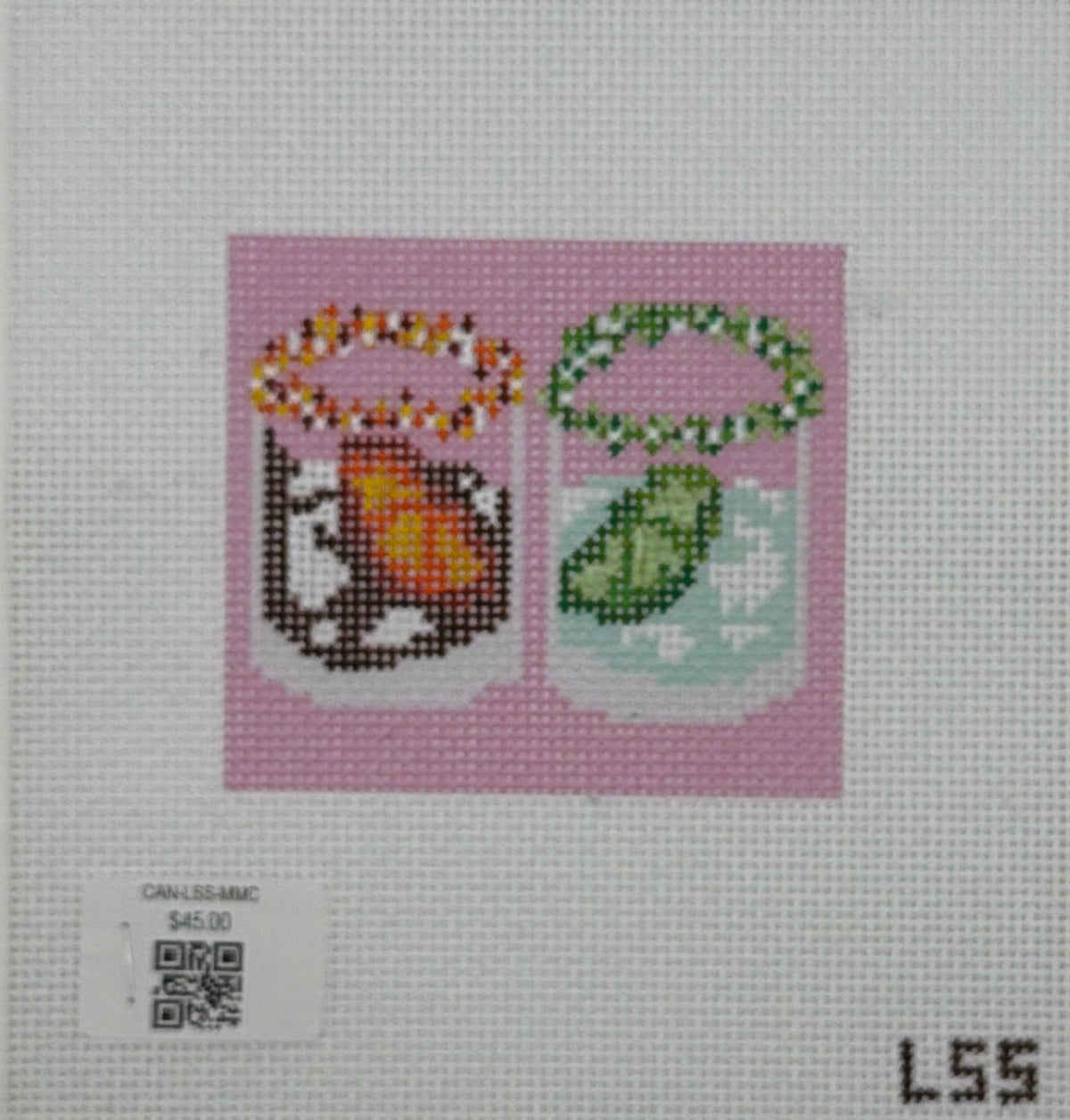 Let's Stitch Studio Margaritas and Manhattans Hand Painted Needlepoint Canvas