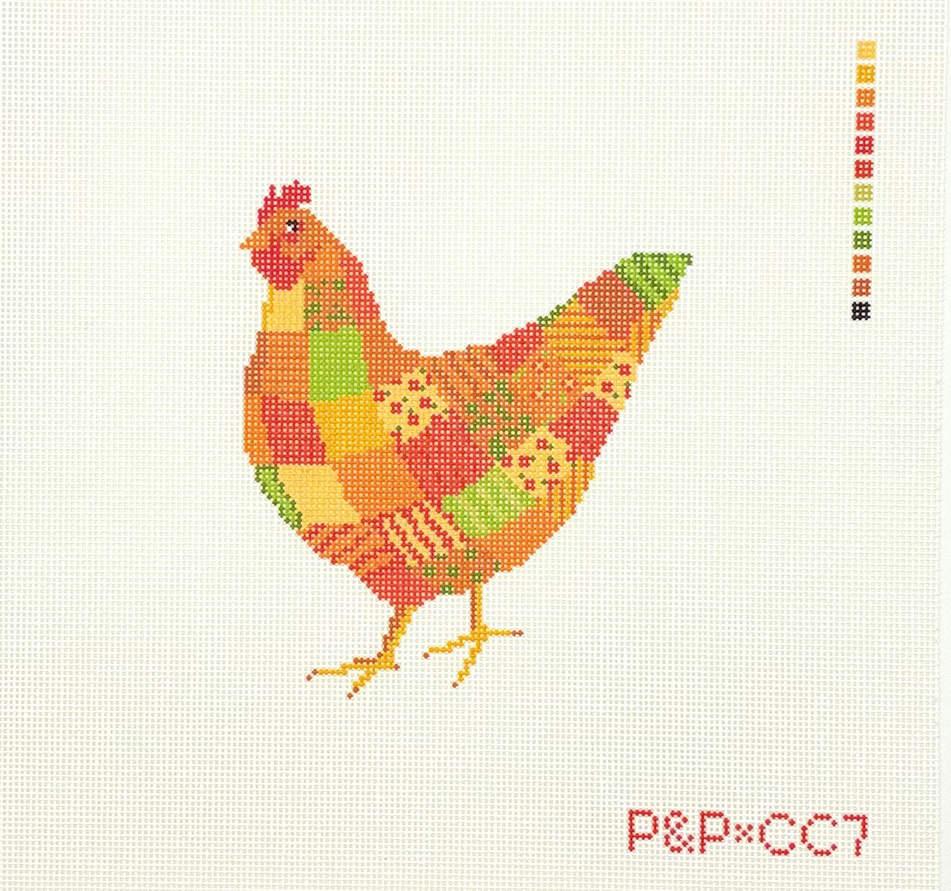 Penny & Penny Patchwork Hen Hand Painted Needlepoint Canvas
