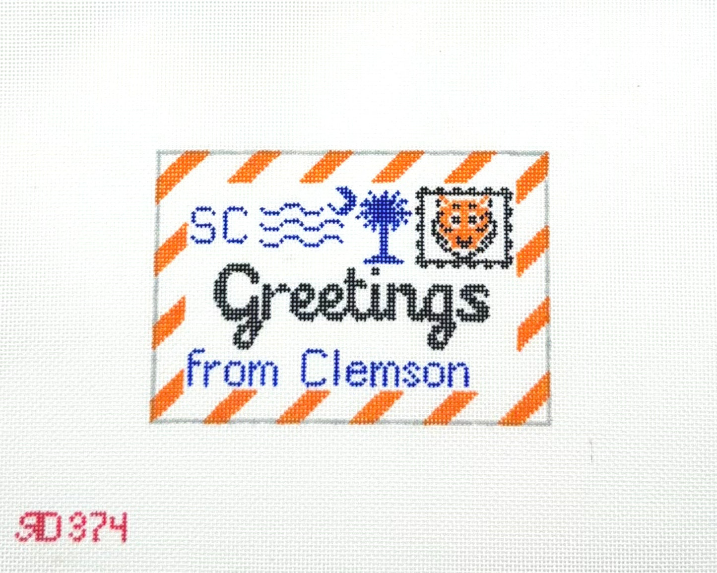 Rachel Donley Needlepoint Designs Clemson Letter Hand Painted Needlepoint Canvas