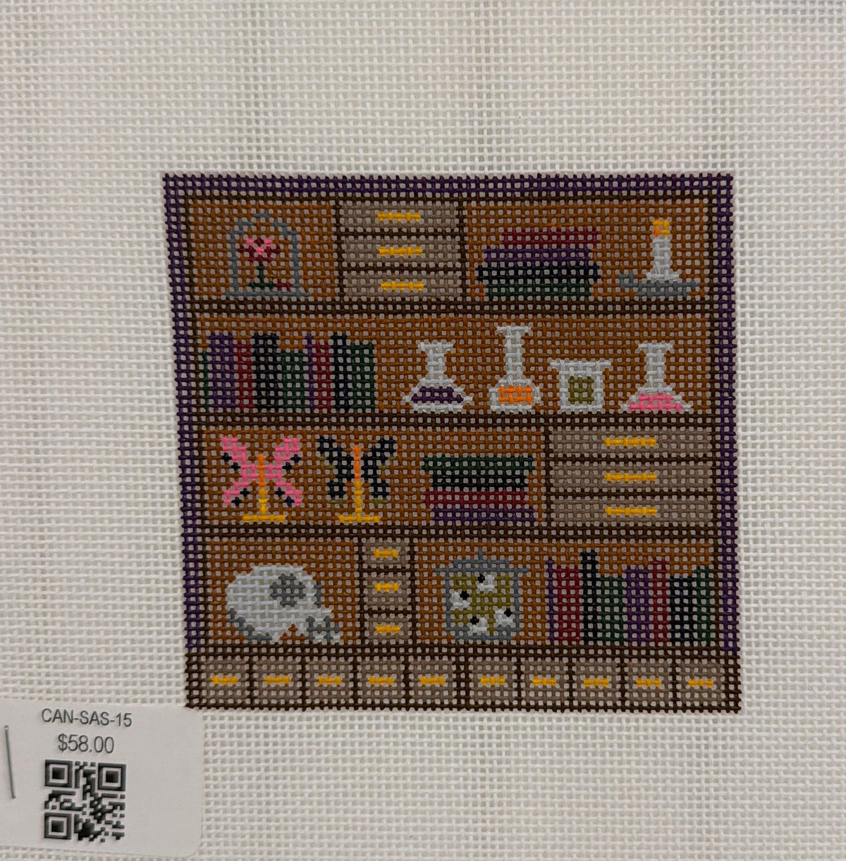 Saturnalia Stitching Cabinet of Curiosities Hand Painted Needlepoint Canvas