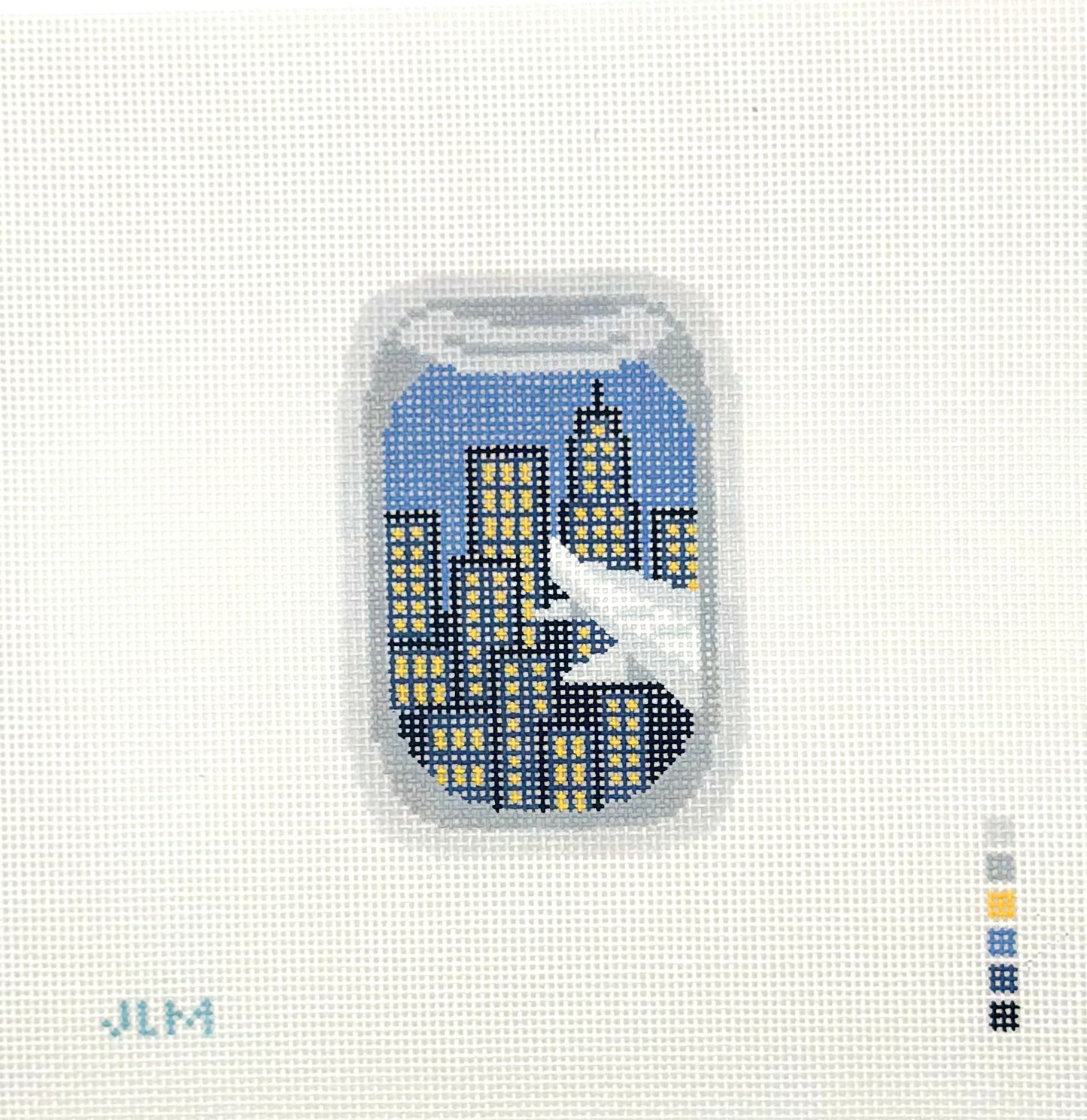 Stitch JLM Airplane Window City View Hand Painted Needlepoint Canvas