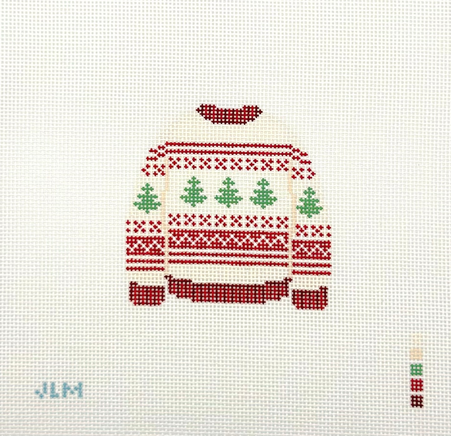 Stitch JLM Fair Isle Holiday Sweater Hand Painted Needlepoint Canvas