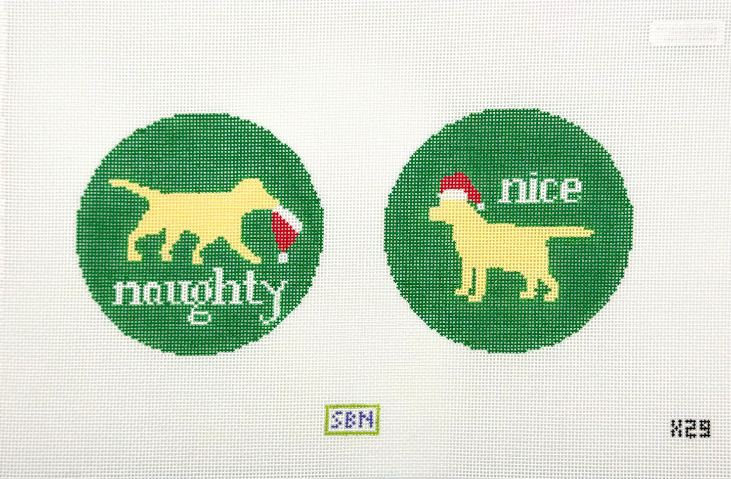 Susan Battle Needlepoint Naughty Or Nice Yellow Lab Hand Painted Needlepoint Canvas