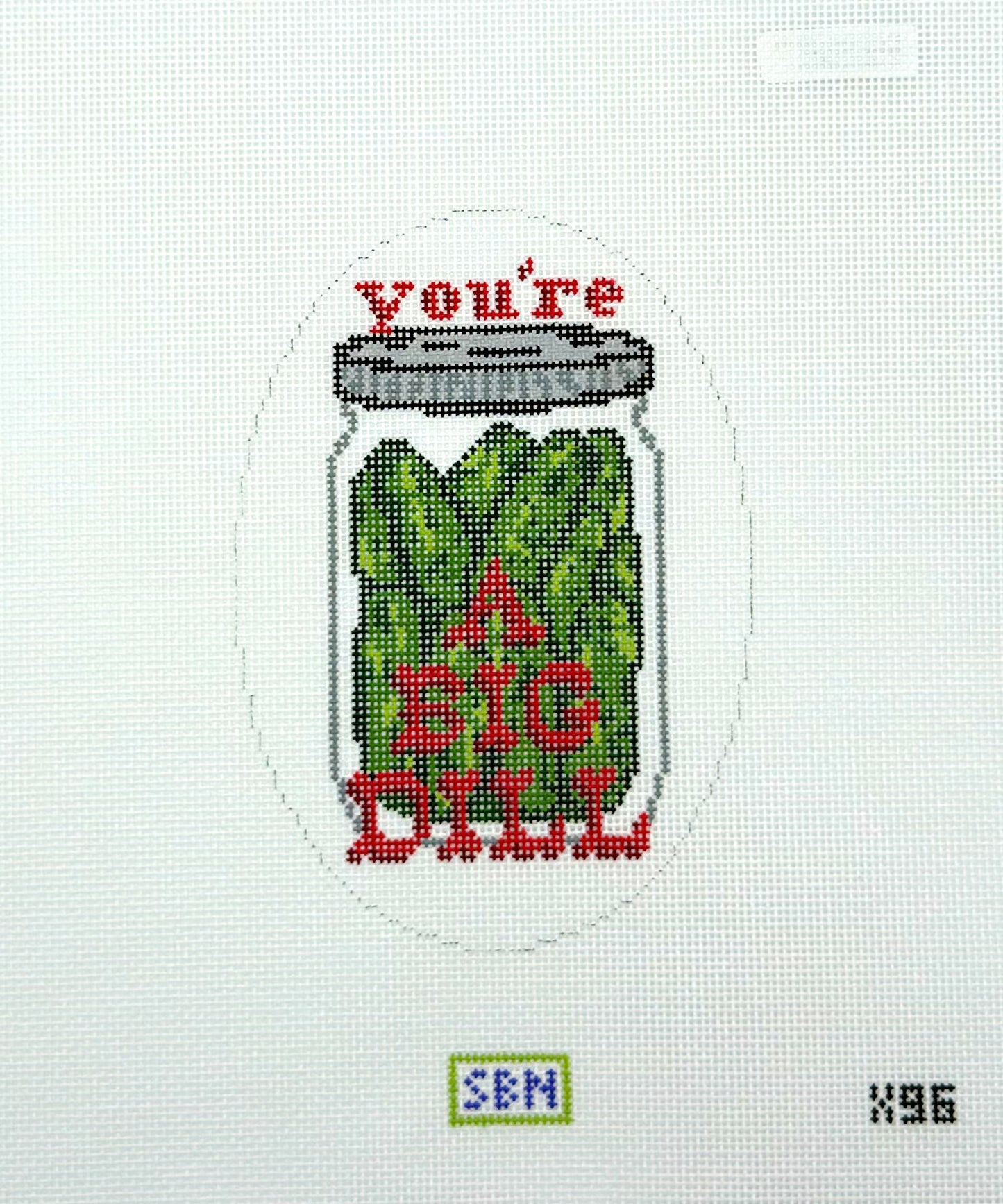 Susan Battle Needlepoint You're A Big Dill Hand Painted Needlepoint Canvas