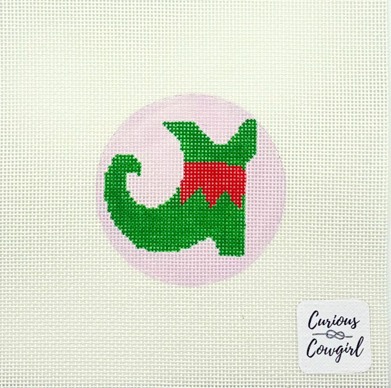 The Curious Cowgirl Elf Boot Needlepoint Canvas