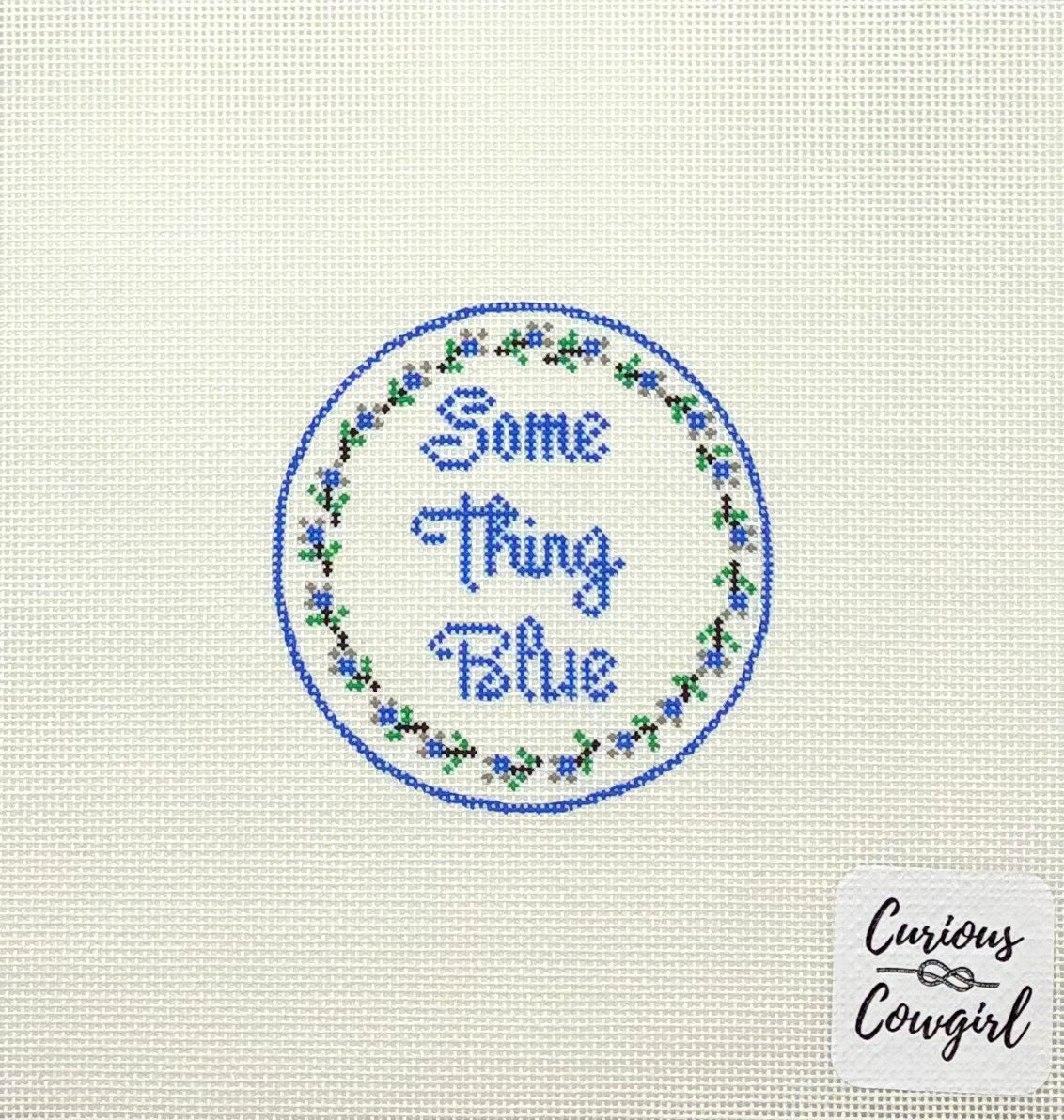 The Curious Cowgirl Something Blue Needlepoint Canvas