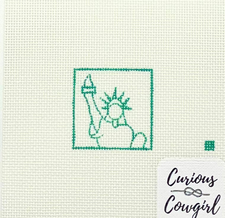The Curious Cowgirl Statue of Liberty Mini Needlepoint Canvas