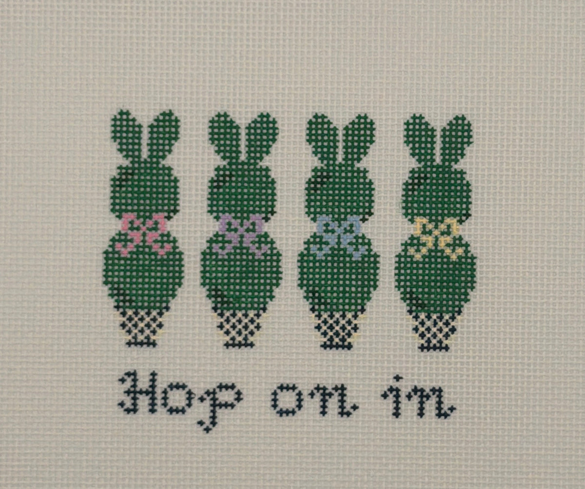 The Sassy Stitcher Bunny Topiary Hand Painted Needlepoint Canvas