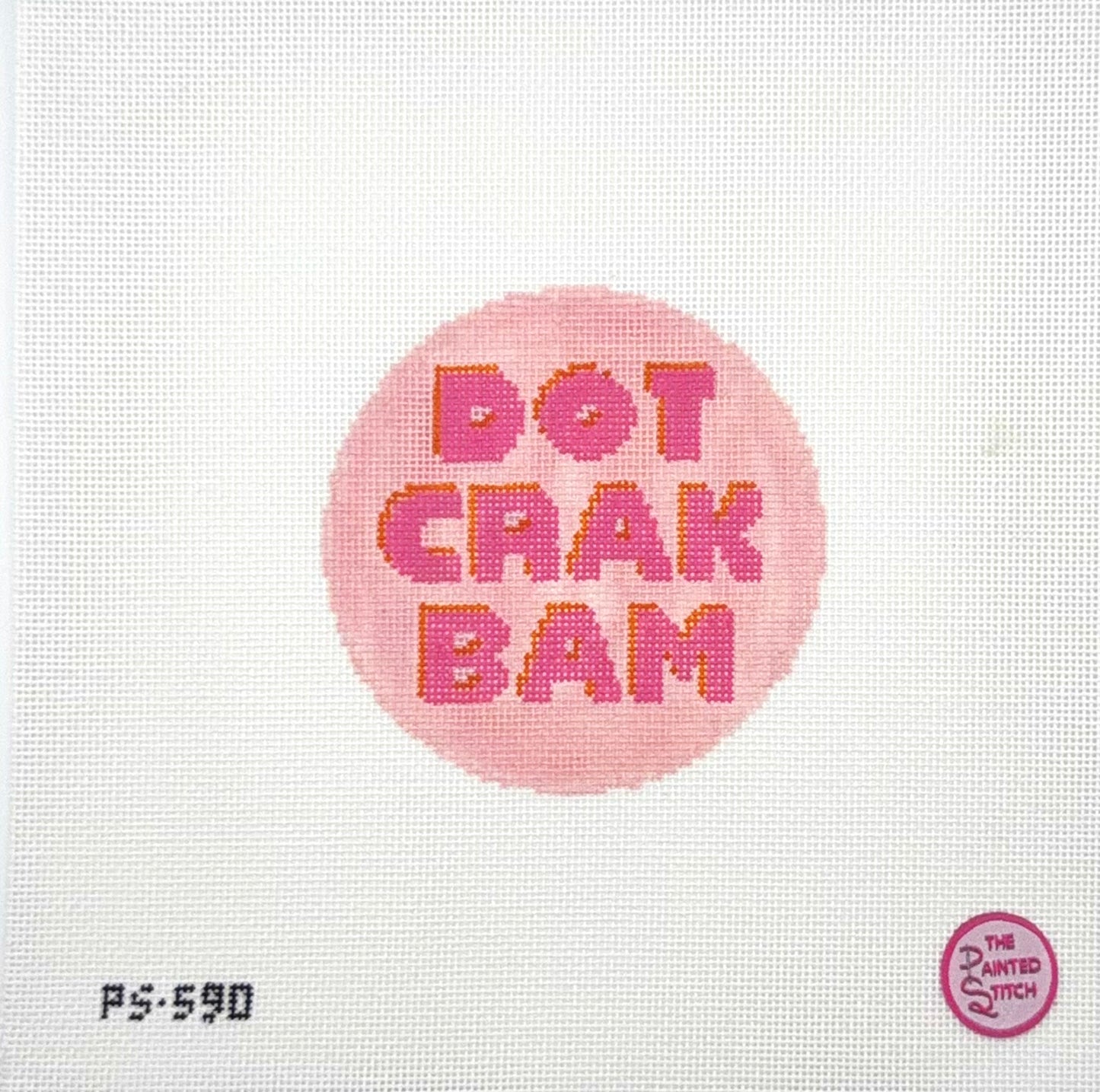 The Painted Stitch Dot Crak Bam Round Hand Painted Needlepoint Canvas