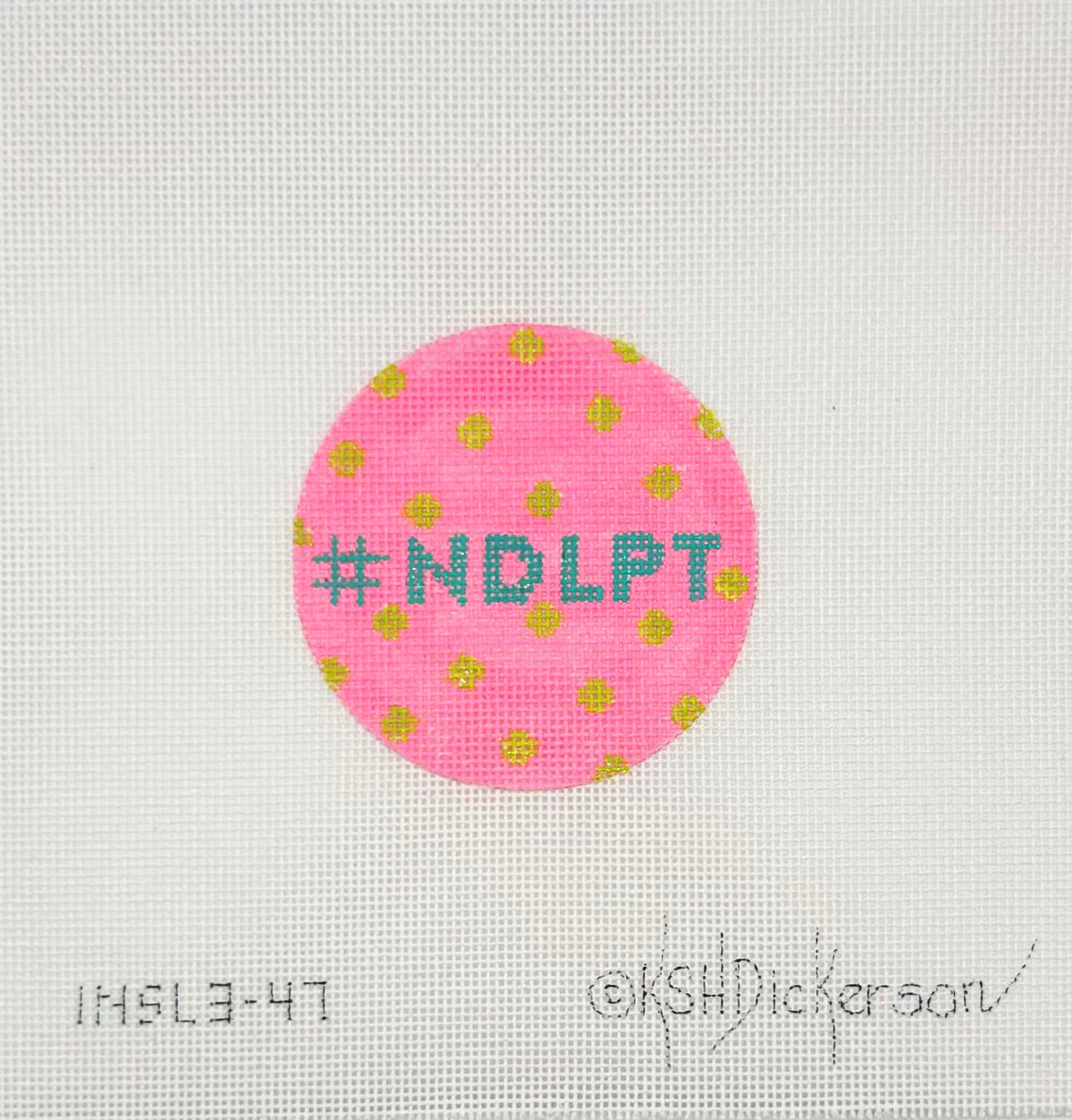 Kate Dickerson Pink #NDLPT Ornament Hand Painted Needlepoint Canvas