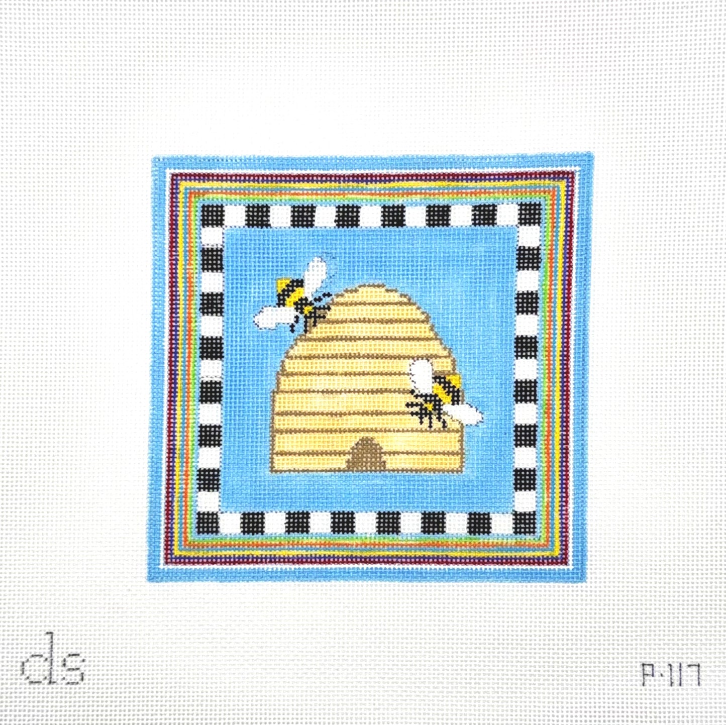 Doolittle Stitchery Busy Bees Ornament Hand Painted Needlepoint Canvas