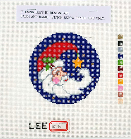 Lee's Needle Arts for Colonial Needle Company Santa Cresent Hat Hand Painted Needlepoint Canvas