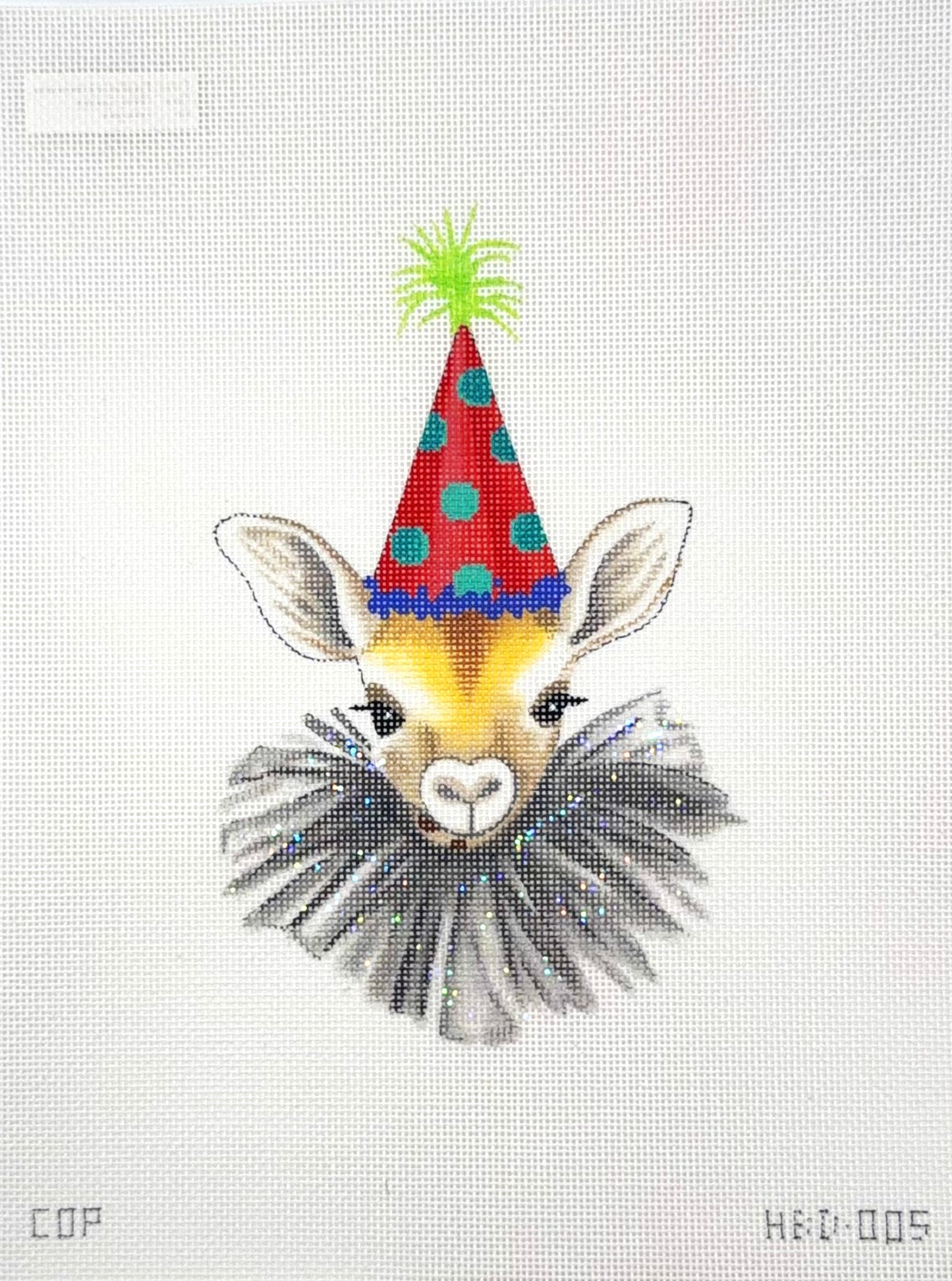 Colors of Praise Party Hat Baby Giraffe Face Hand Painted Needlepoint Canvas