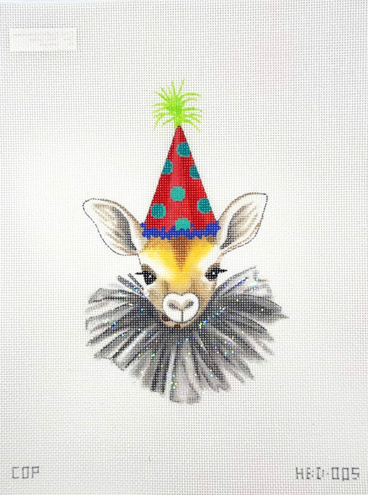 Colors of Praise Party Hat Baby Giraffe Face Hand Painted Needlepoint Canvas