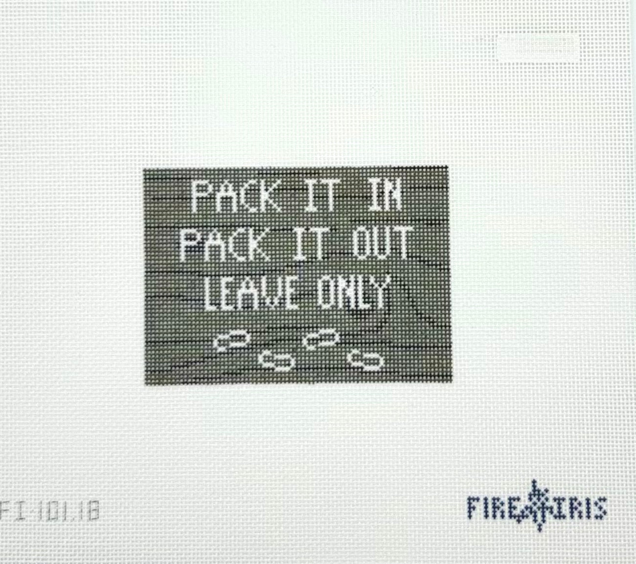 Fire and Iris Pack It In Pack It Out Hand Painted Needlepoint Canvas
