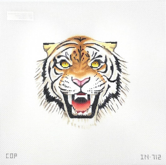 Colors of Praise Roaring Tiger Face Hand Painted Needlepoint Canvas