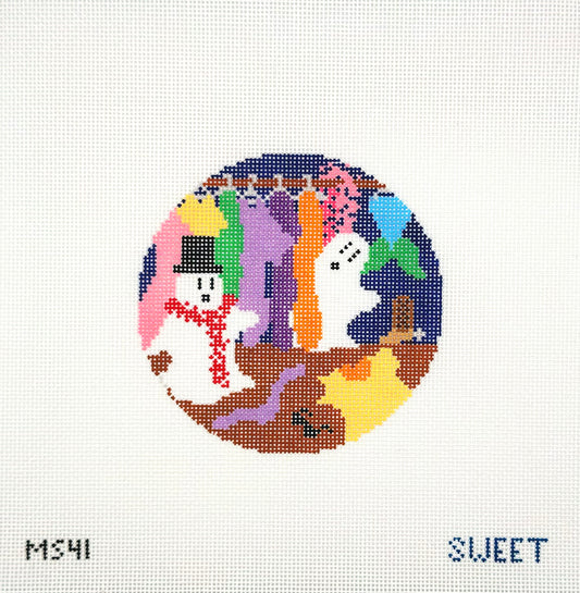 Maggie Sweet Designs for The Gingham Stitchery Ghosts Dressing Up Hand Painted Needlepoint Canvas