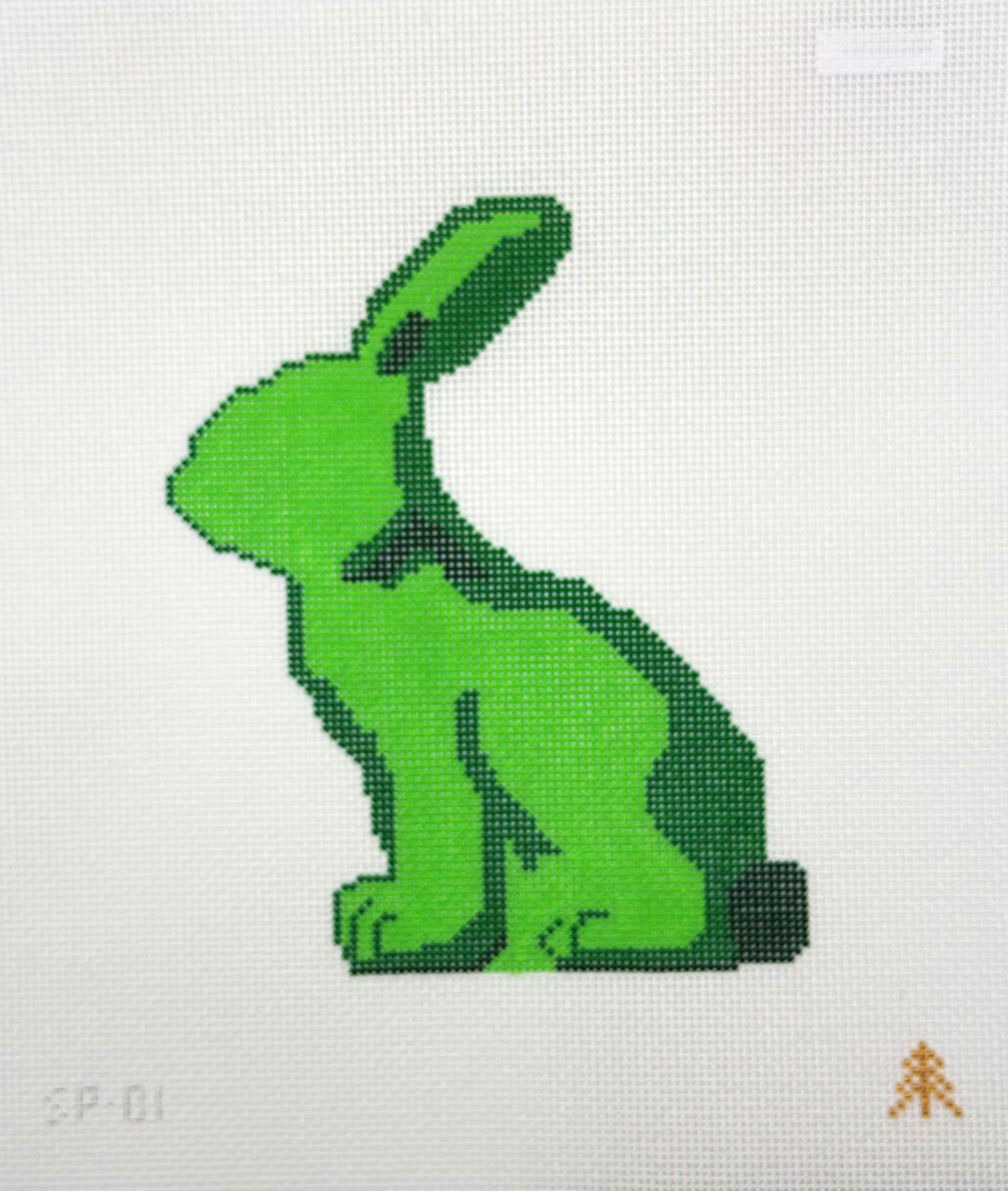 Evergreen Needlepoint Moss Spring Bunny (Left Facing) Hand Painted Needlepoint Canvas
