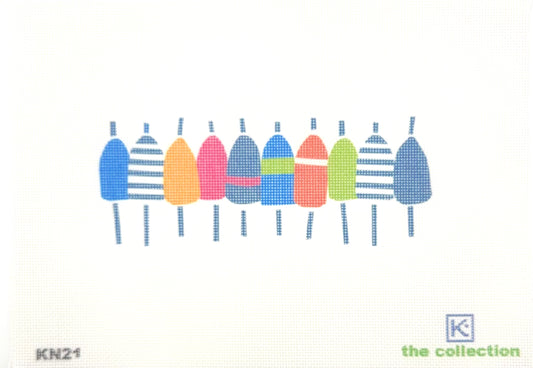 Kate Nelligan for The Collection Designs Multi Colored Buoys Printed Needlepoint Canvas