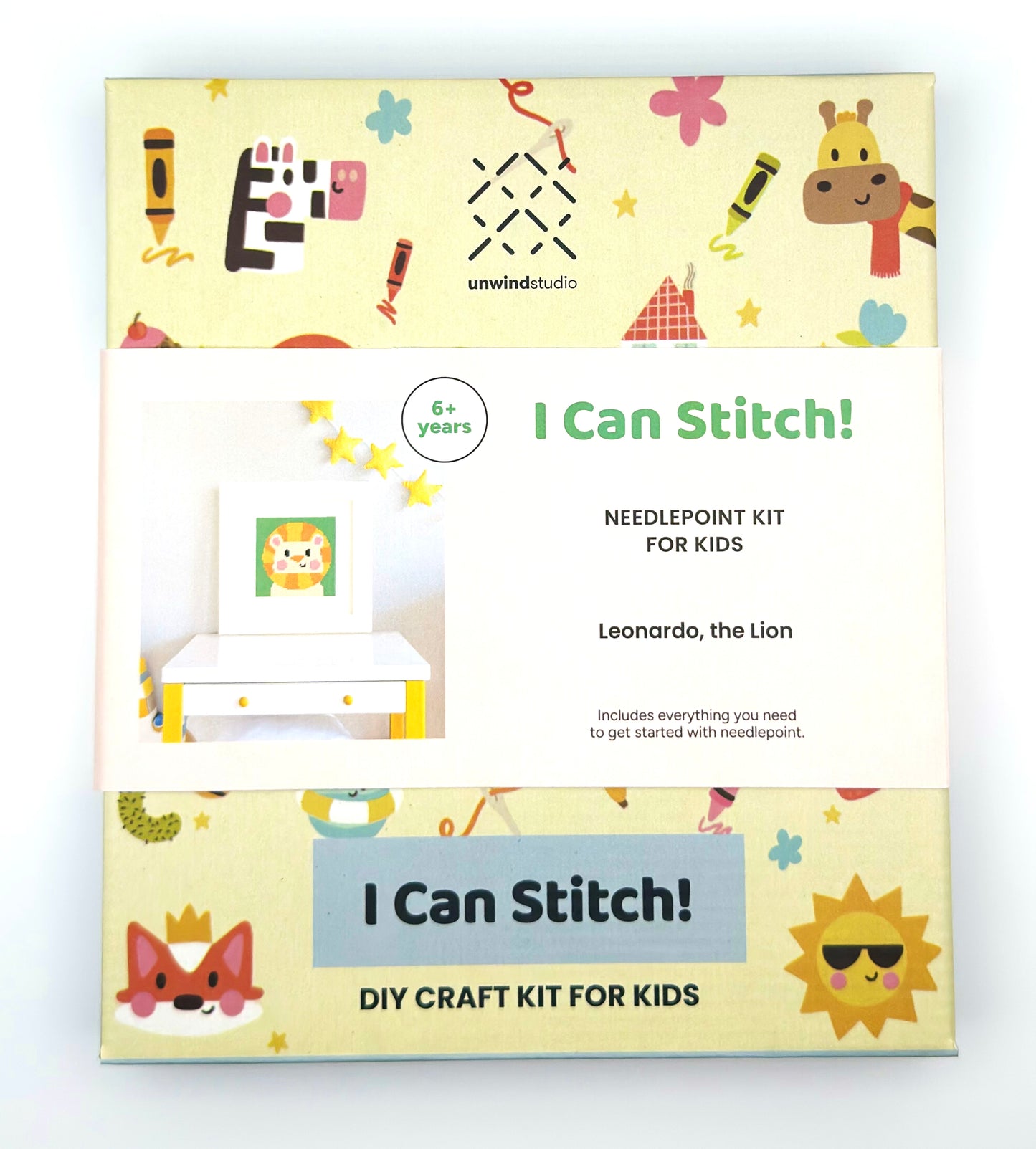 Unwind Studios Leonardo The Lion Needlepoint Kit For Kids