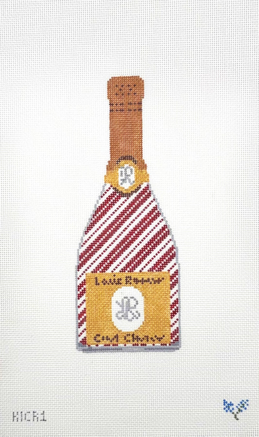 Kay Irby for The Collection Designs Red Stripe Champagne Bottle  Needlepoint Canvas