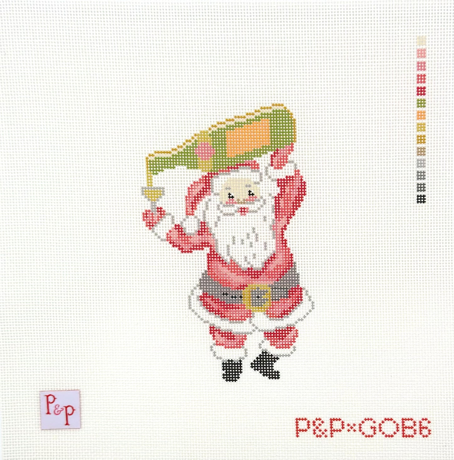 Penny & Penny Champagne Santa Hand Painted Needlepoint Canvas