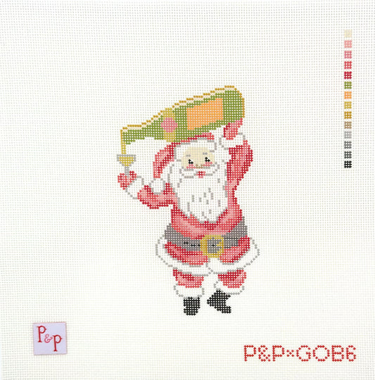 Penny & Penny Champagne Santa Hand Painted Needlepoint Canvas