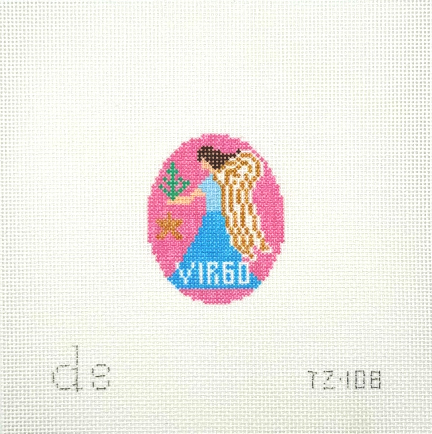 Doolittle Stitchery Virgo Tag Hand Painted Needlepoint Canvas