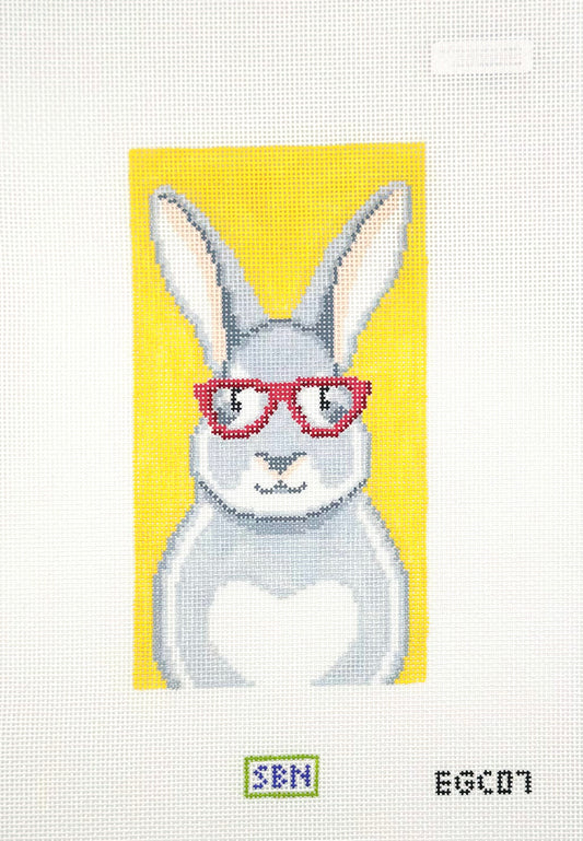 Susan Battle Needlepoint Bunny with Glasses Hand Painted Needlepoint Canvas