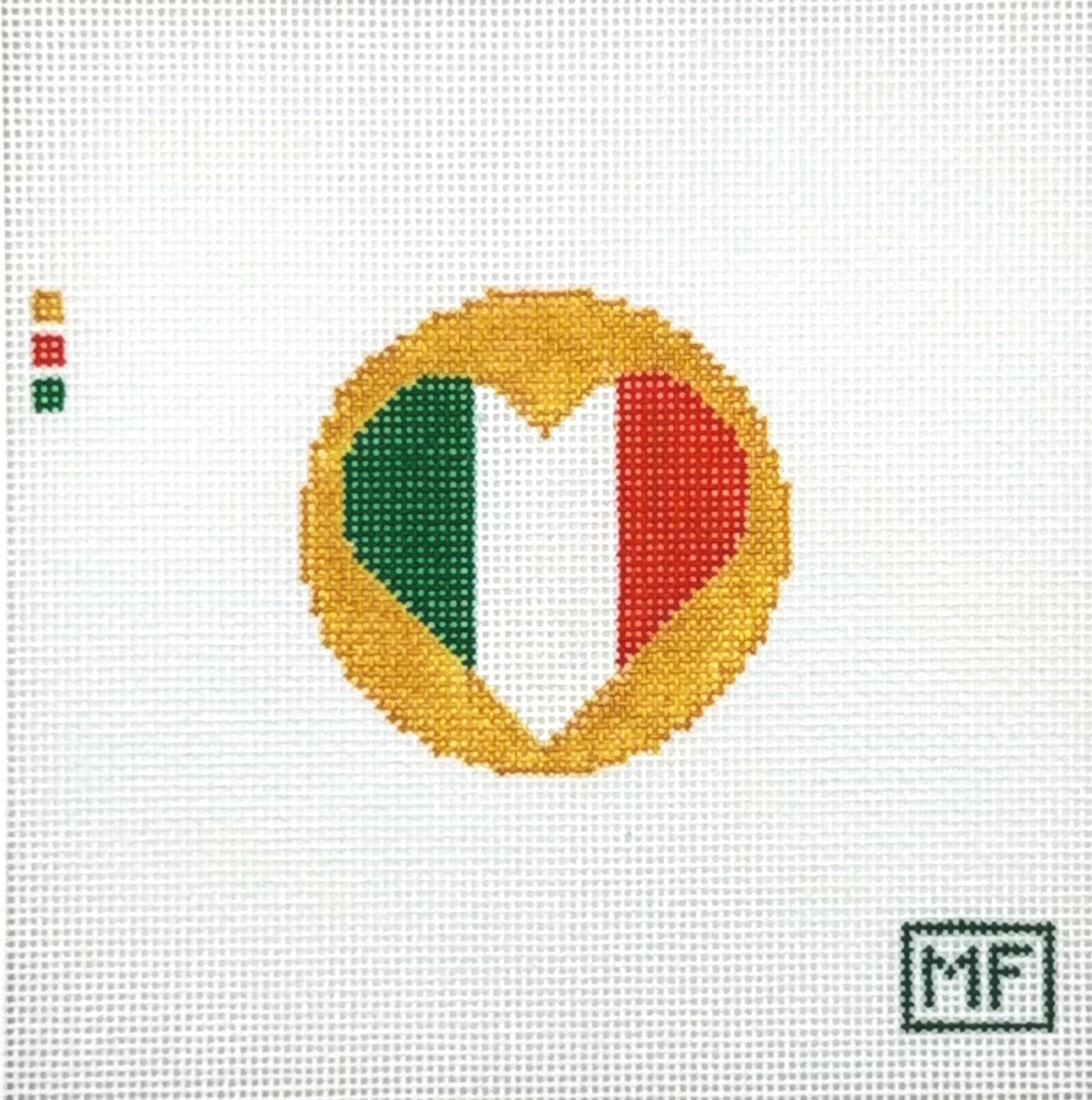 MF Needlepoint Heart Flag Italy Needlepoint Canvas