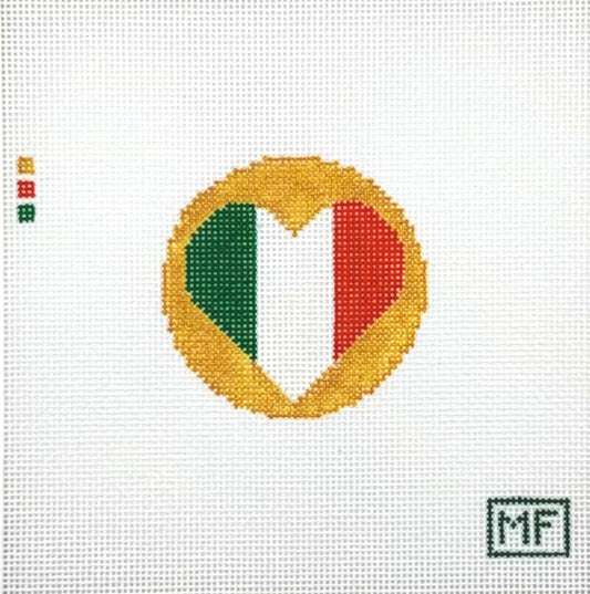 MF Needlepoint Heart Flag Italy Needlepoint Canvas