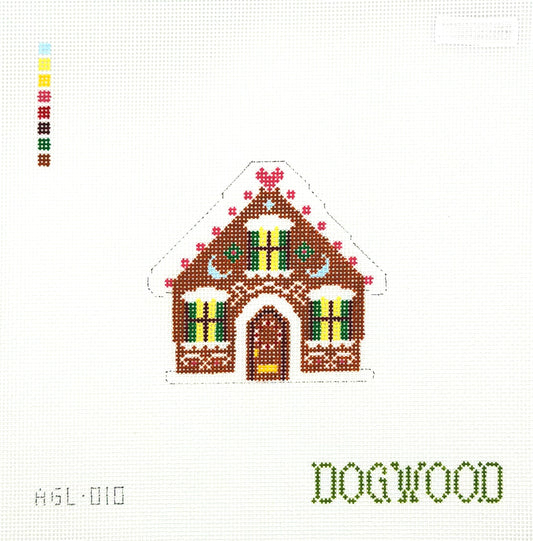 Dogwood Needlepoint Gingerbread House Hand Painted Needlepoint Canvas
