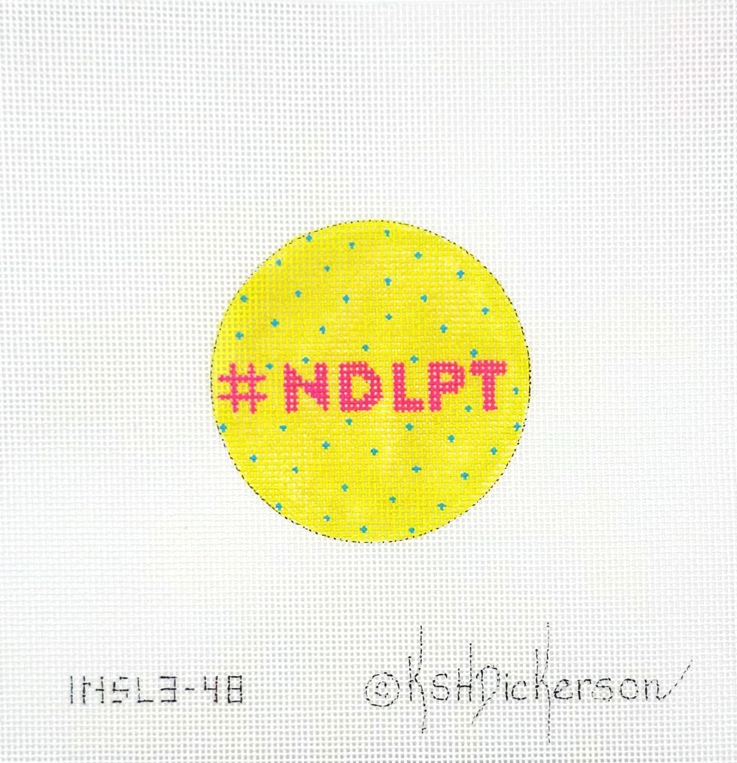 Kate Dickerson Yellow #NDLPT Ornament Hand Painted Needlepoint Canvas