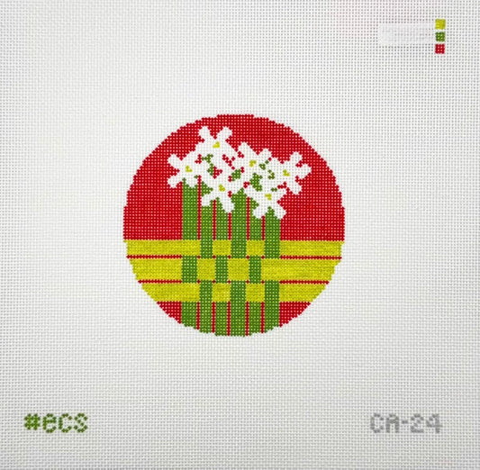 ECS Design Card Art Ornament Paperwhites Needepoint Canvas
