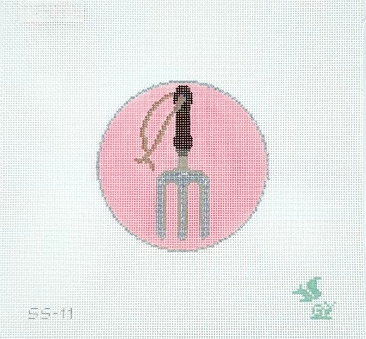 The Squirrel and The Snail for The Gingham Stitchery Garden Icons Rake Needlepoint Canvas