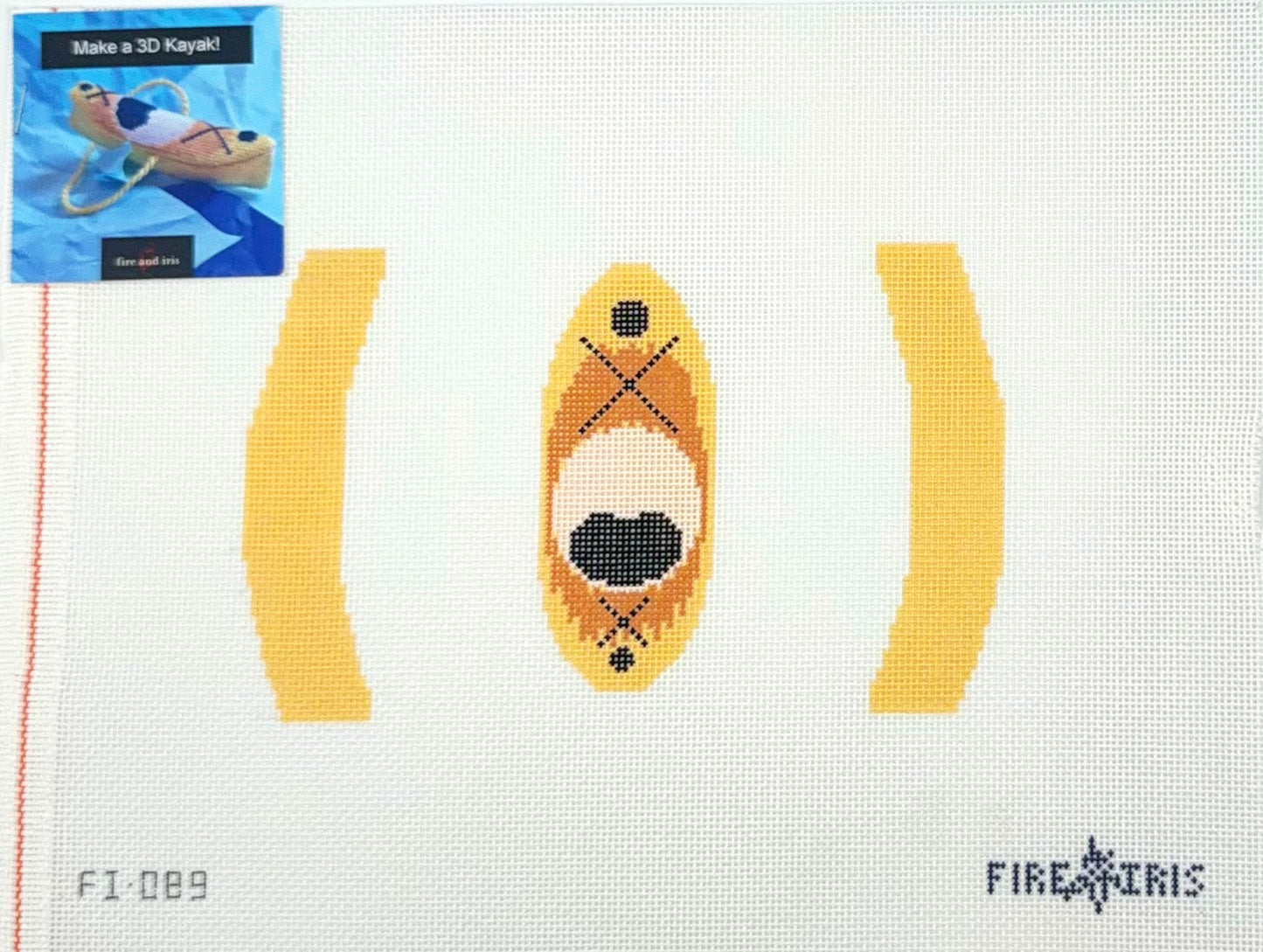 Fire and Iris 3D Kayak Hand Painted Needlepoint Canvas