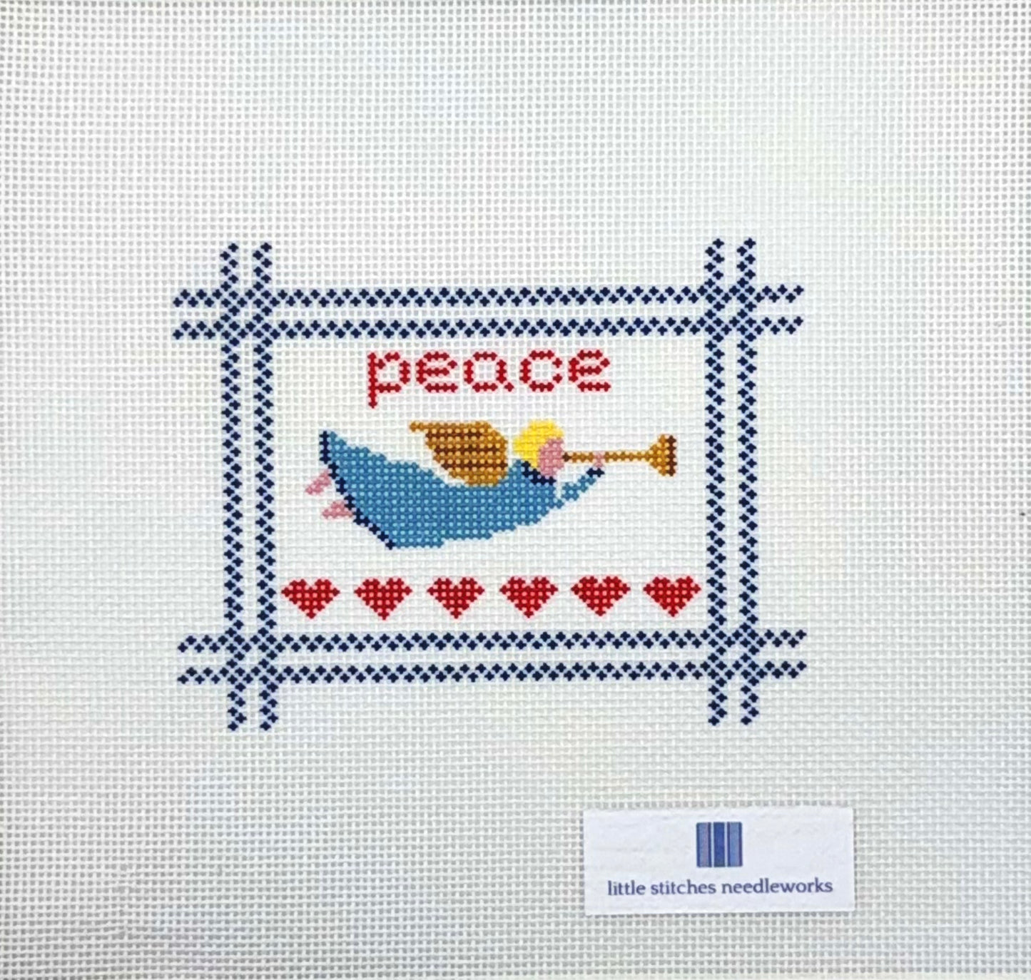 Little Stitches Needleworks Peace on Earth Ornament Hand Painted Needlepoint Canvas