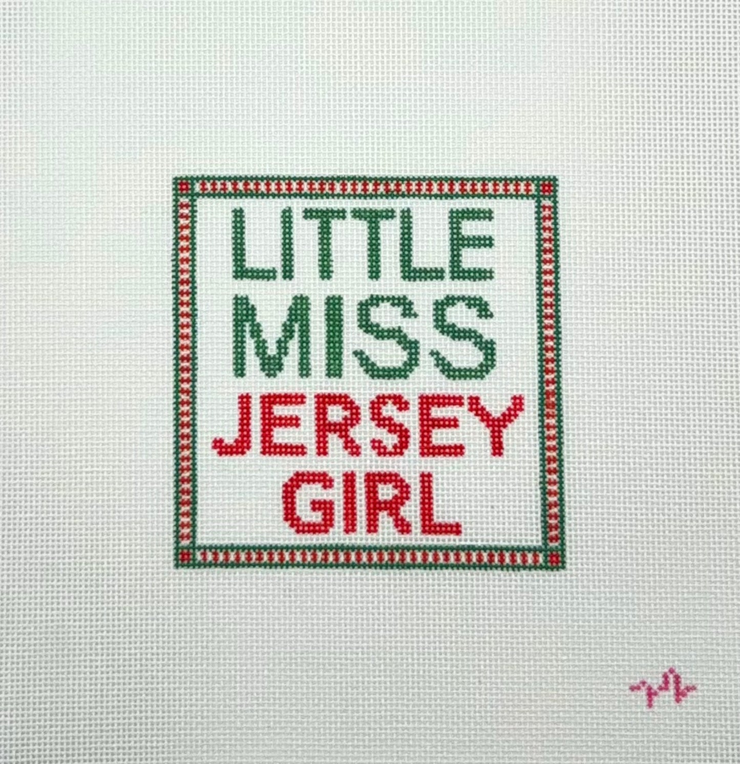 Code Thread Needlepoint Little Miss Jersey Girl Hand Painted Needlepoint Canvas