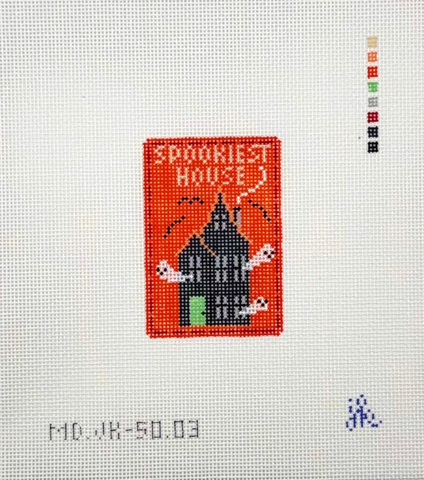 Jenny Koland for Mopsey Designs Spookiest House Patch Needlepoint Canvas