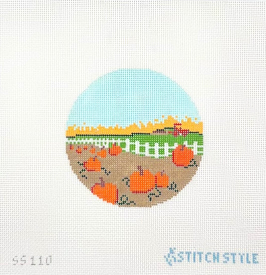 Stitch Style Needlepoint Pumpkin Picking Hand Painted Needlepoint Canvas