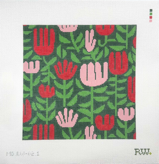 Rachel Westhead Designs for Mopsey Designs Abstract Tulips Needlepoint Canvas