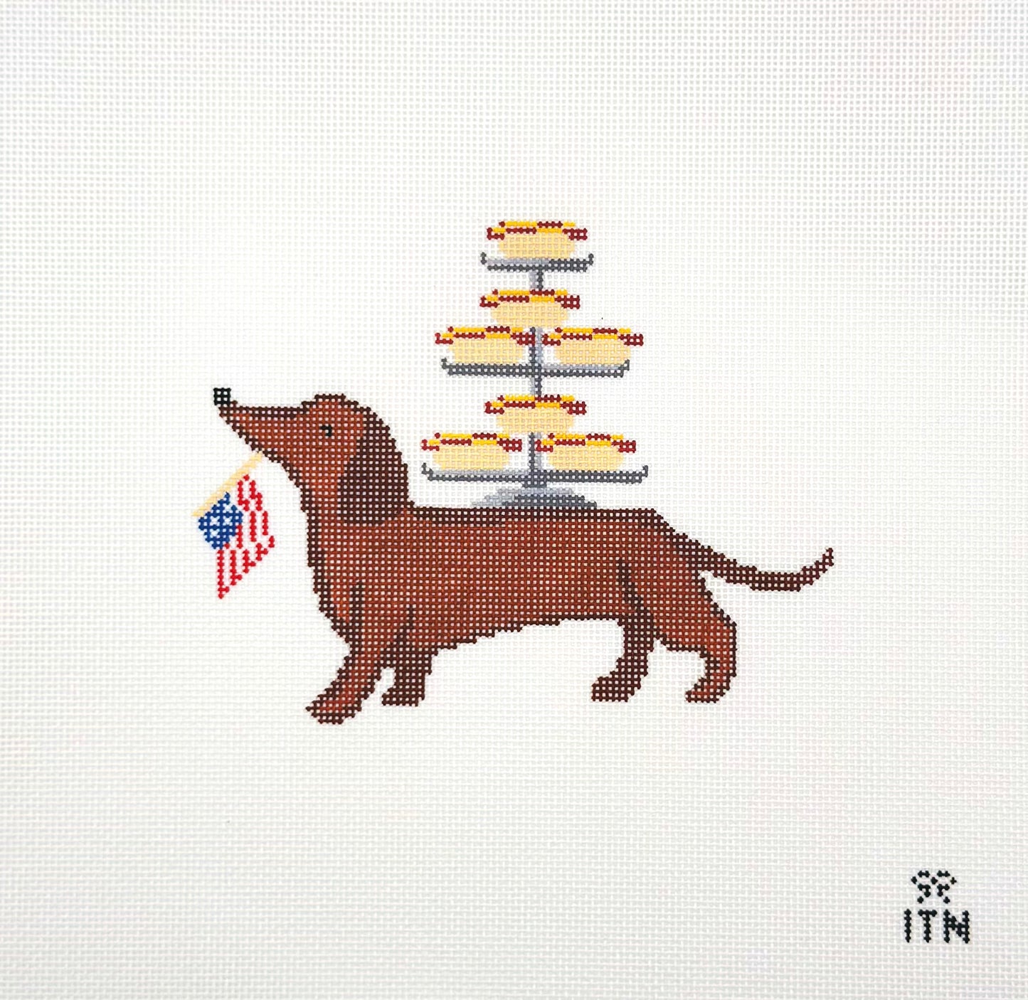 Ivy Thread Needlepoint Hot Dog Hand Painted Needlepoint Canvas